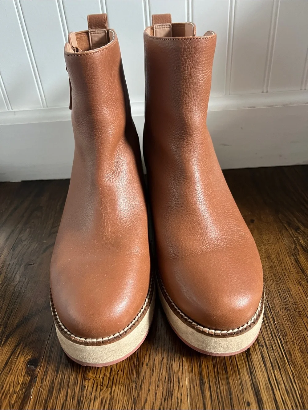 Cole Haan Zerogrand Cityquest Waterproof Brown Leather Wedge Booties